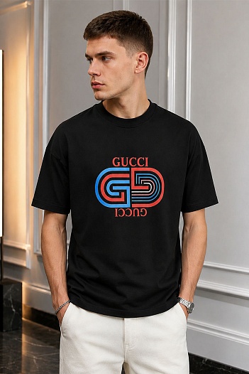 Чёрная оверсайз футболка Gucci GG logo-print   