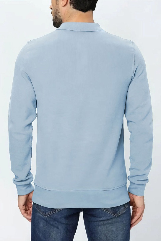 Голубое поло с длинным рукавом Paul & Shark