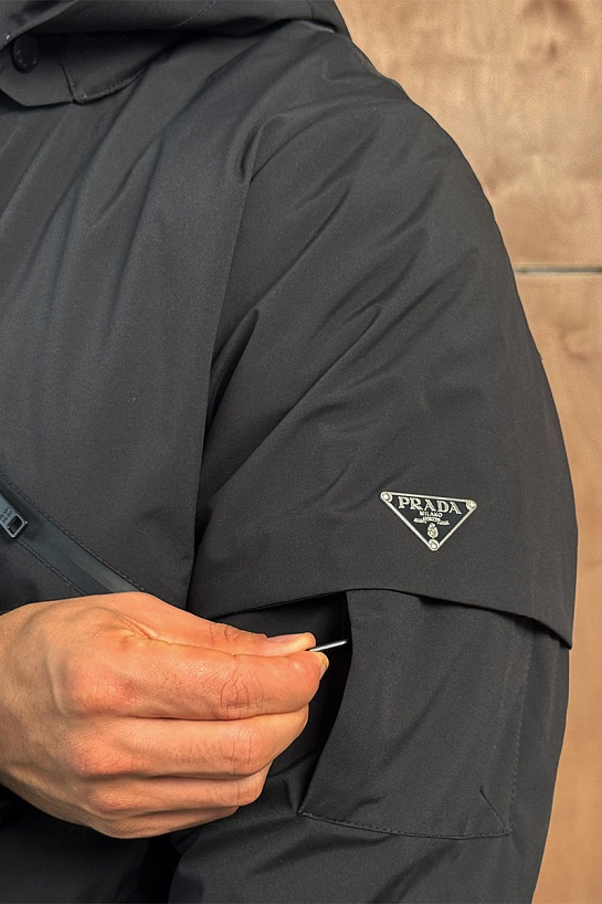 Мужской пуховик Prada logo-plaque - Black