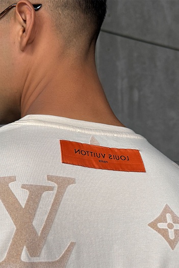 Бежевая мужская футболка Louis Vuitton Monogram All-over   