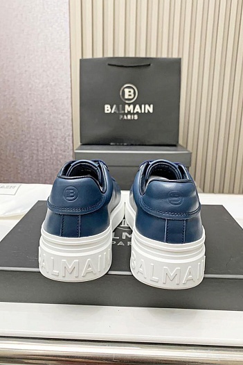 Кожаные кроссовки Balmain синего цвета   