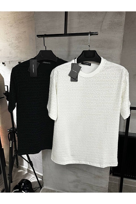 Мужская чёрная футболка Dolce & Gabbana monogram all-over