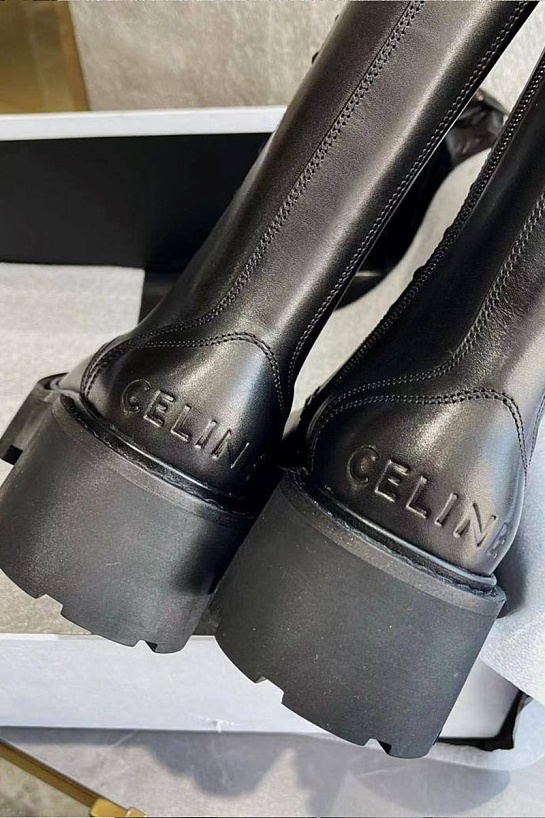 Женские кожаные сапоги Celine Premium - Black