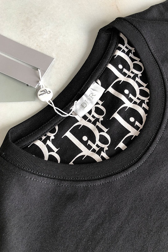 Чёрная мужская футболка Dior embroidered logo