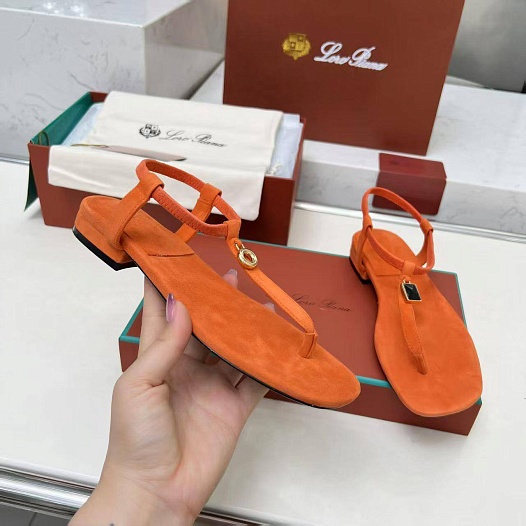 Женские замшевые сандалии Loro Piana Premium - Orange   
