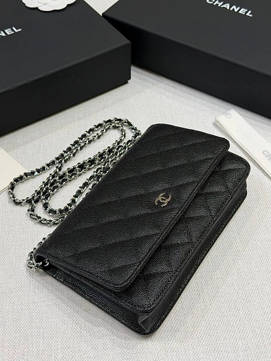 Кожаная сумка Chanel Wallet on Chain premium 19x12x4 см   
