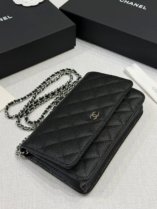 Кожаная сумка Chanel Wallet on Chain premium 19x12x4 см