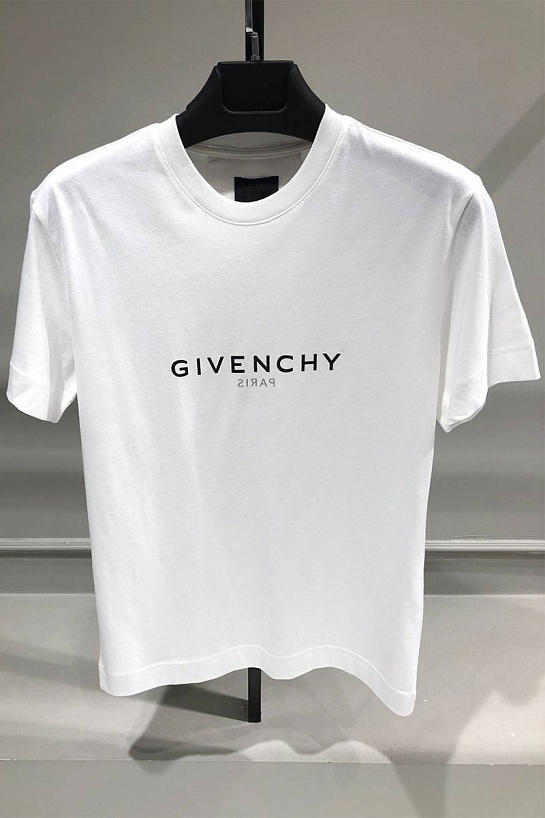 Мужская белая футболка Givenchy mirrored-logo