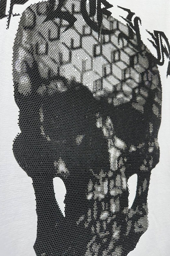Белая футболка со стразами Philipp Plein "Skull"