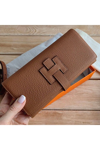 Кожаный клатч Hermes Jige Elan 20.5x9 см - Brown   