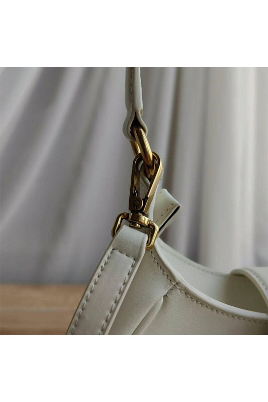 Кожаная сумка Mini Brioche Hobo 22x13.5 см - White