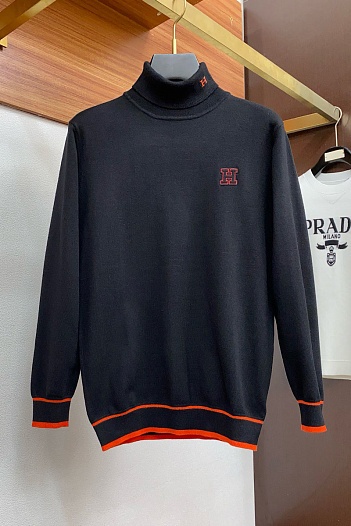 Мужская чёрная водолазка Hermes Premium   