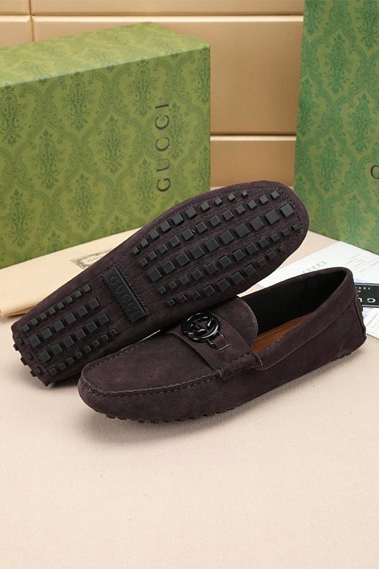 Мужские замшевые мокасины Gucci Interlocking G