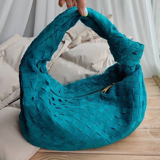 Женская замшевая сумка  Bottega Veneta Jodie Teen Intrecciato 23x14 см (4 расцветки)