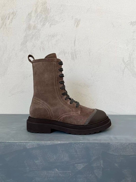 Женские замшевые ботинки Brunello Cucinelli Premium - Brown