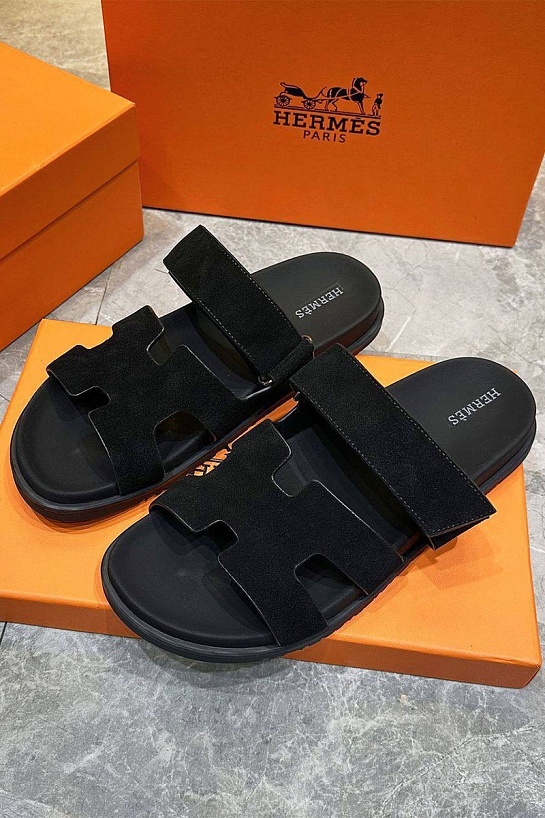 Замшевые шлёпанцы Hermes Chypre