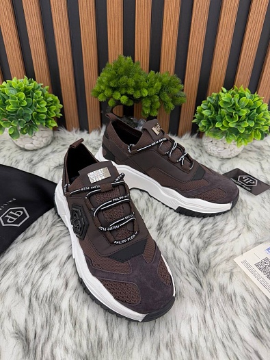 Комбинированные кроссовки Philipp Plein Predator - Brown   