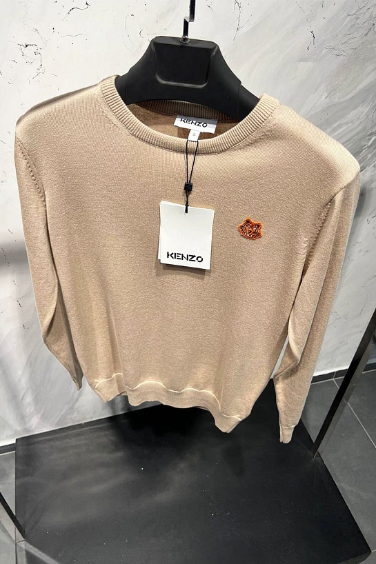 Мужской бежевый джемпер Kenzo Tiger logo-patch