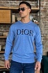 Мужская синяя кофта Dior logo-embroidered