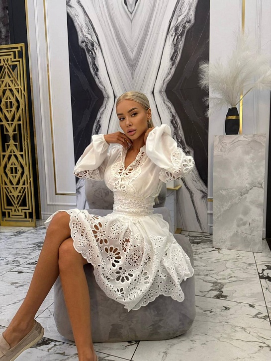 Женское белое платье Zimmermann с кружевами