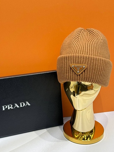 Шапка Prada logo-patch premium - Brown   