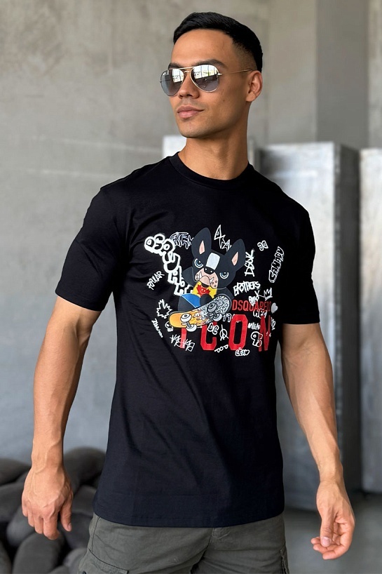 Чёрная оверсайз футболка Dsquared2 graffiti-print