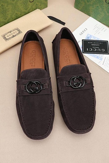 Мужские замшевые мокасины Gucci Interlocking G   