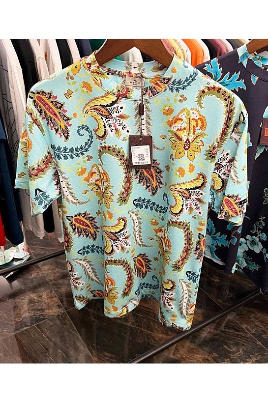 Голубая футболка Etro paisley-print