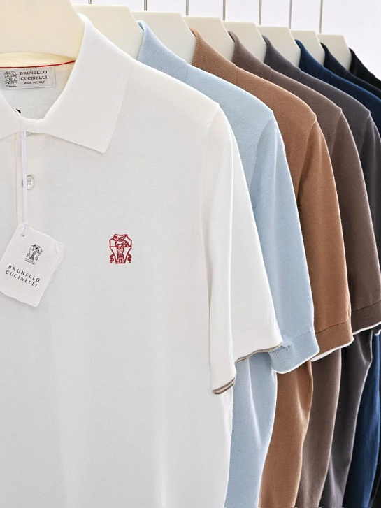 Мужское белое поло Brunello Cucinelli premium