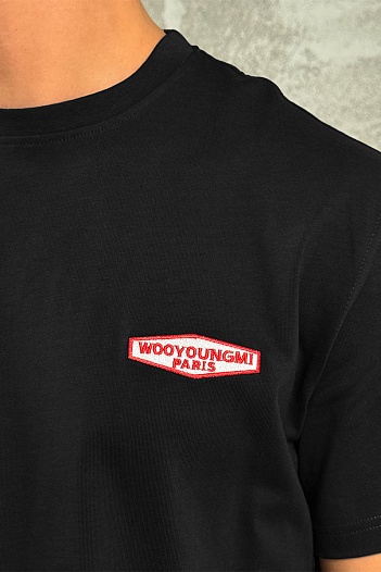 Чёрная оверсайз футболка Wooyoungmi logo patch   