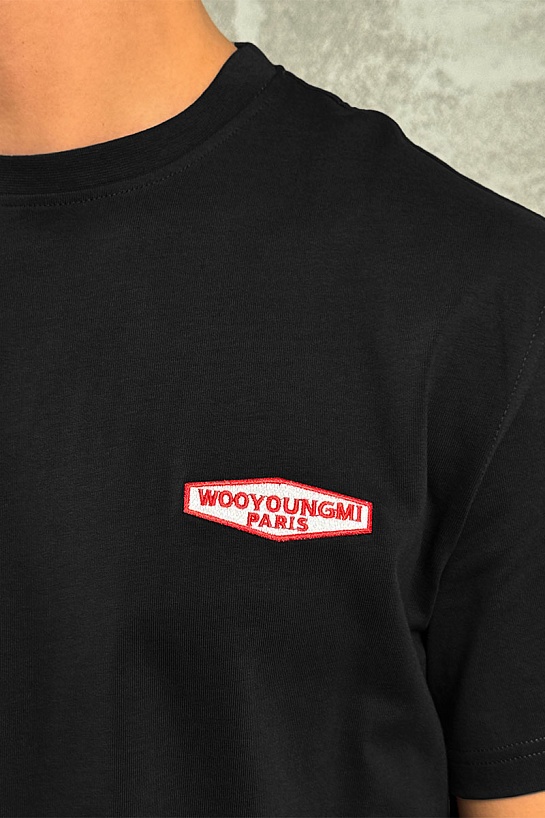 Чёрная оверсайз футболка Wooyoungmi logo patch