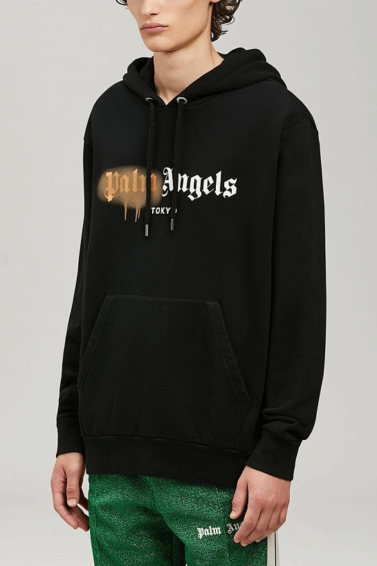 Чёрное худи Palm Angels Heart Sprayed "Tokyo"