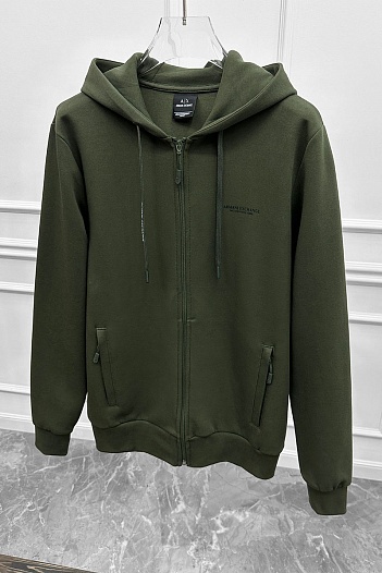 Мужская кофта на молнии Armani Exchange зелёного цвета   
