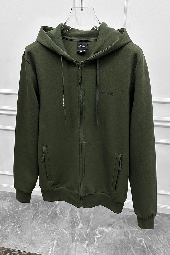 Мужская кофта на молнии Armani Exchange зелёного цвета