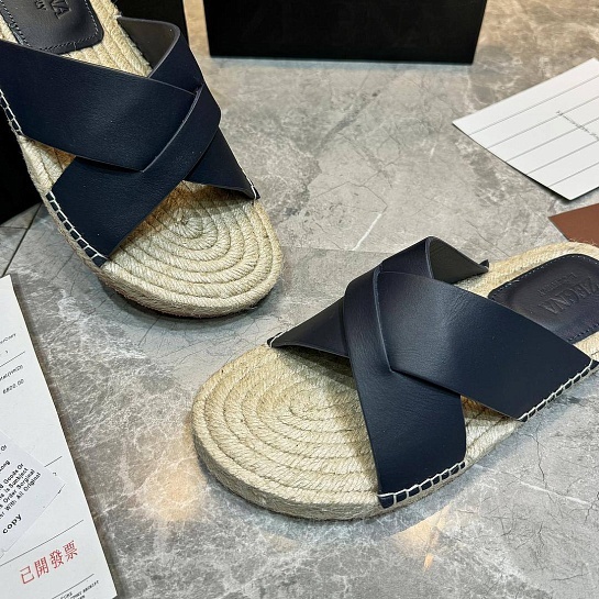 Мужские шлёпанцы Ermenegildo Zegna leather - Navy