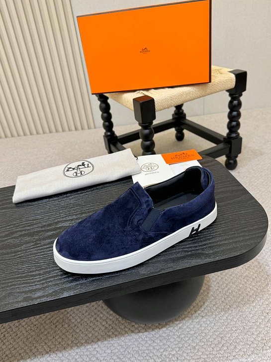 Мужские замшевые слипоны Hermes Kiddy - Navy