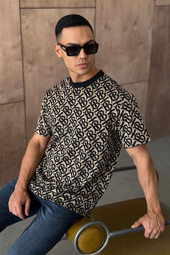 Мужская оверсайз футболка Burberry monogram-pattern - Brown