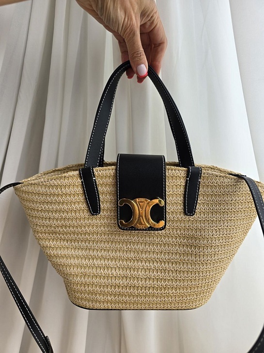 Плетёная сумка с кожаной отделкой Celine 30x18 см