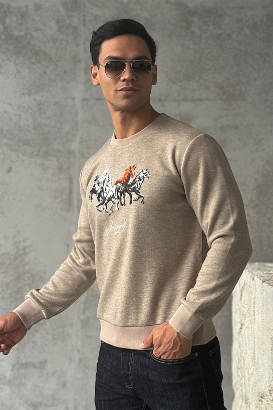 Мужской свитшот Hermes бежевого цвета