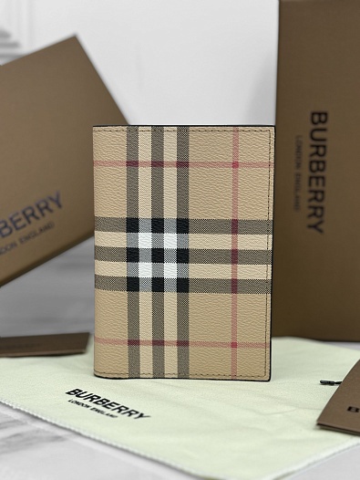 Кожаная обложка для паспорта Burberry Check Premium 14x10x2 см   
