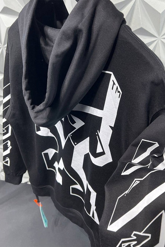 Мужское бежевое худи Off-White Graffiti Arrows Logo