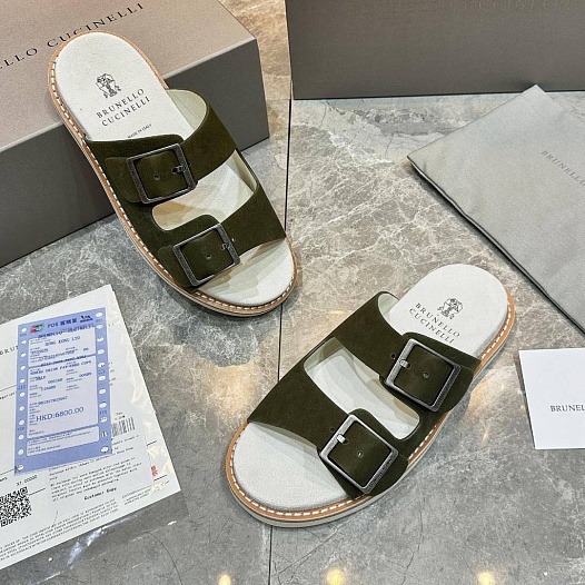 Замшевые шлёпанцы Brunello Cucinelli Urban   
