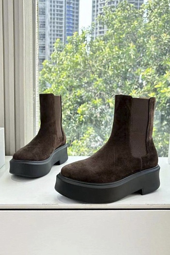Женские замшевые сапоги The Row premium - Brown   