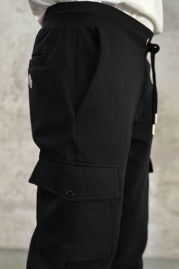 Мужские штаны чёрного цвета Moncler side pocket   