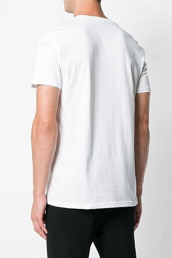 Белая футболка Balmain Paris black logo-print   