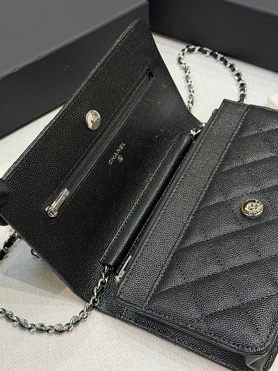 Кожаная сумка Chanel Wallet on Chain premium 19x12x4 см