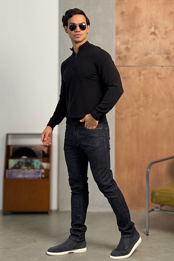 Чёрный джемпер Loro Piana Zip Neck   