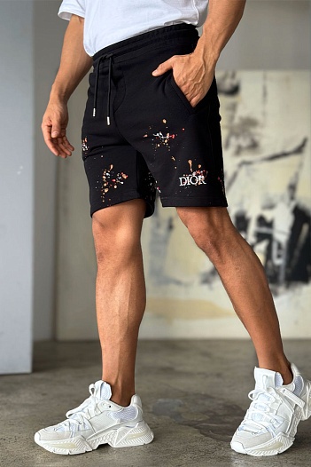 Чёрные шорты Dior Paint Splatter   