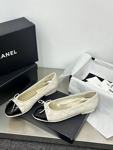 Женские кожаные балетки Chanel premium   