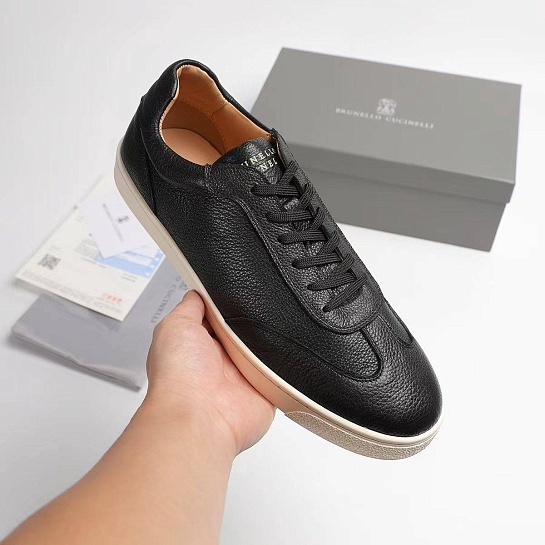 Кожаные кроссовки Brunello Cucinelli logo-print - Black